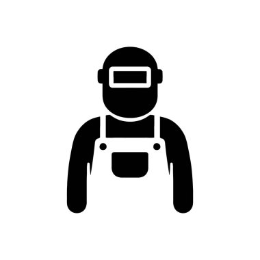 Endüstriyel Kaynak Güvenliği İşçi Simgesi Beyaz Arkaplanda İzole Edildi