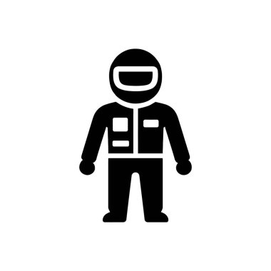 Profesyonel Motorsporu Yarışçısı Takım Elbisesi Simgesi Beyaz Arkaplanda İzole Edildi