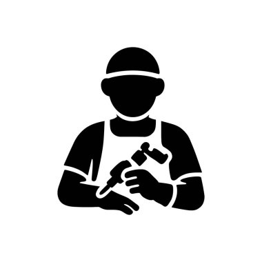 Profesyonel Dövme Sanatçısı Mürekkep Simgesi Beyaz Arkaplanda İzole Edildi