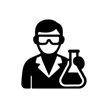 Bilimadamı Laboratuvarı Araştırma Üniforması Simgesi Beyaz Arkaplanda İzole Edildi