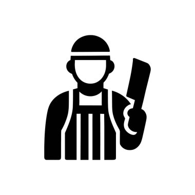 Profesyonel Kasap Pazarı Üniforma Simgesi Beyaz Arkaplanda İzole Edildi