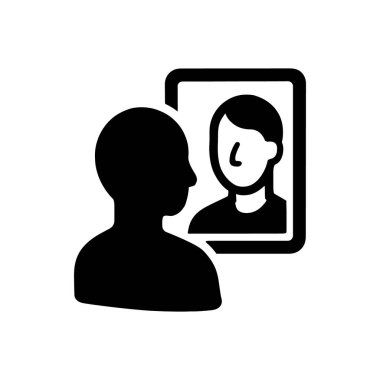 Tuvalet Aynası Simgesini Kullanan Kişi Beyaz Arkaplanda İzole Edildi