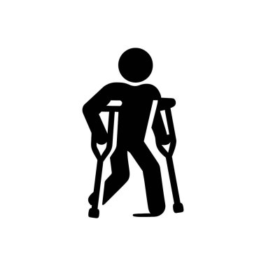 Yaralanan Kişi Koltuk Değneklerini Destekleme Simgesi Beyaz Arkaplanda Ayrı Tutuldu