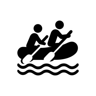 Grup Rafting Su Macerası Simgesi Beyaz Arkaplanda İzole Edildi