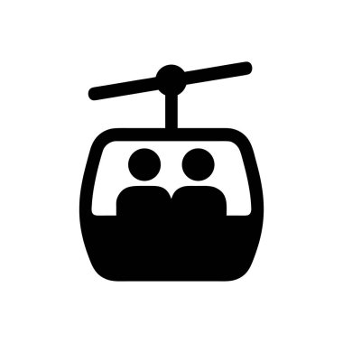 Manzaralı Hava Kablo Araba Sürücüsü Simgesi Beyaz Arkaplanda İzole Edildi