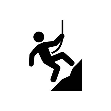 Tehlikeli Uçurumlardan İp İtmek Beyaz Arkaplanda İzole Edilen Simge