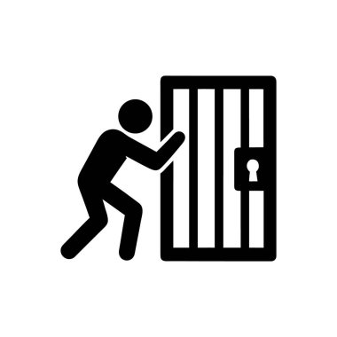 Beyaz arka planda tecrit edilen Zihinsel Hapishane Simgesinden Kaçış