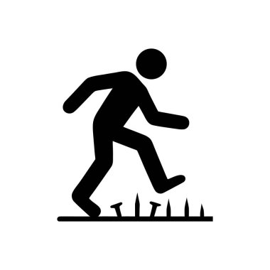 Tehlikeli Engellerin Üzerinde Yürüme Simgesi Beyaz Arkaplanda İzole Edildi