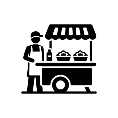 Sokak Gıda Satıcısı İş Simgesi Beyaz Arkaplanda İzole Edildi