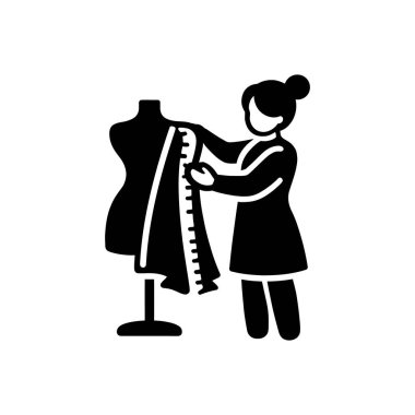 Özel Moda Terzisi Tasarımcısı Simgesi Beyaz Arkaplanda İzole Edildi