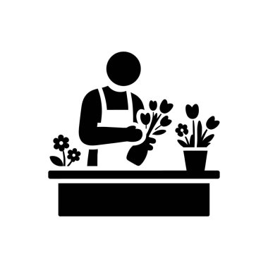 Çiçekçi Dükkanı Sahibi Simgesi Beyaz Arkaplanda İzole Edildi