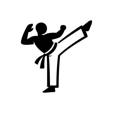 Kore Tekvando Üniforma Simgesi Beyaz Arkaplanda İzole Edildi