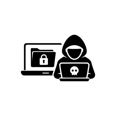 Siber Fidye Korsanlığı Simgesi Beyaz Arkaplanda İzole Edildi