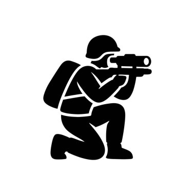 Keskin Nişancı Gözetleme Simgesi Beyaz Arkaplanda İzole Edildi