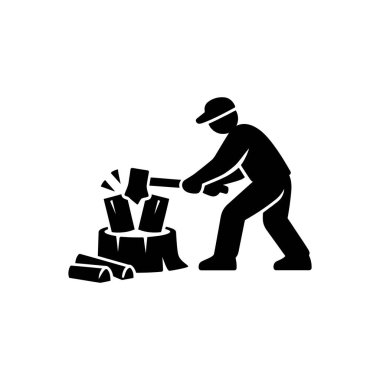 Ağaç Kesme ve Hazırlama Simgesi Beyaz Arkaplanda İzole Edildi