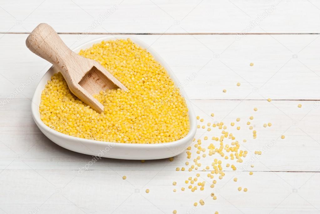 Millet groats in white bowl Stock Photo by ©woyzzeck 58796123