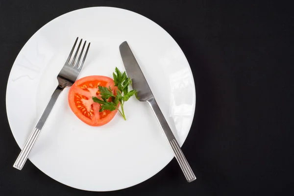 Diet - tomato and green parsley — Stock Photo, Image