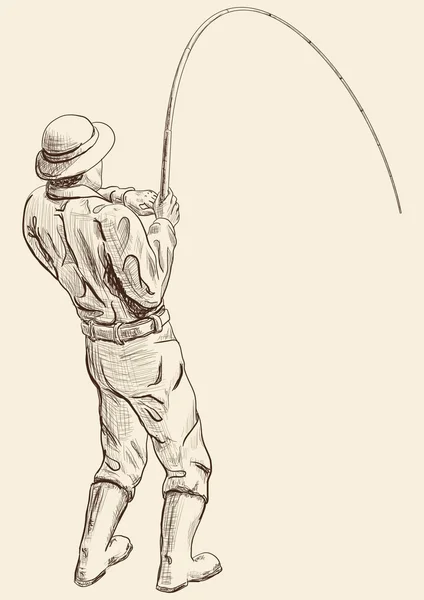 渔夫在一顶帽子和靴子 图库插图