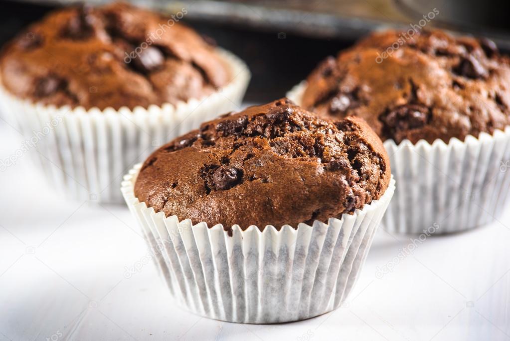 Chocolate chip cookie muffin in the old vintage form.