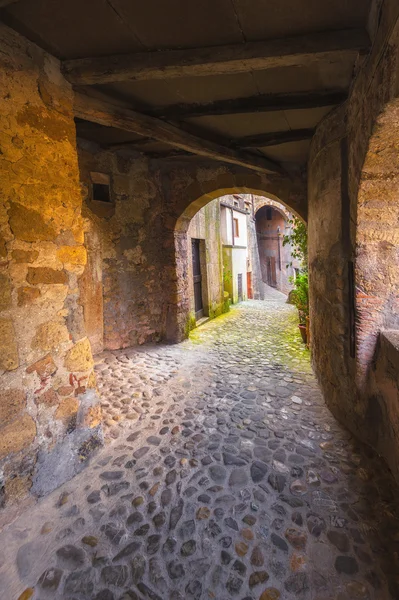 Solar antigua ciudad y las calles de la hermosa Toscana, Ita —  Fotos de Stock