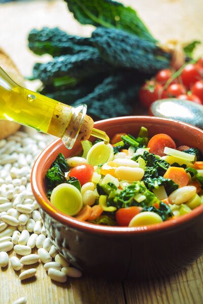 Ribollita, Tuscan soup classic, old-fashioned meal peasants.