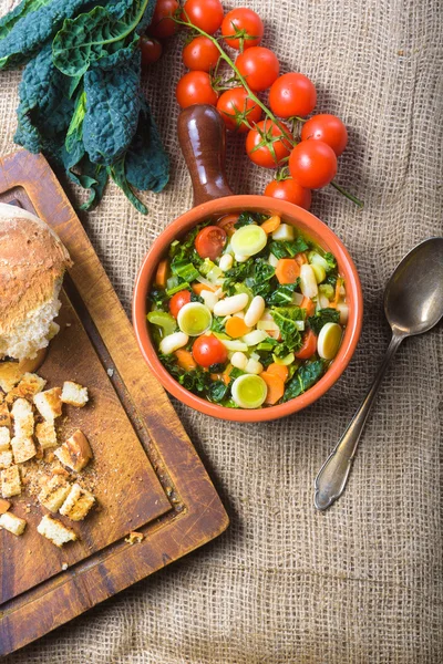 Ribollita, Tuscan soup classic, old-fashioned meal peasants. — Stock Image Ribollita, Tuscan soup classic, old-fashioned meal peasants. Stock Picture