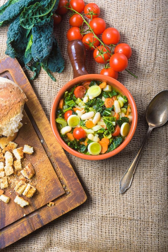 Ribollita, Tuscan soup classic, oldfashioned meal peasants. Stock