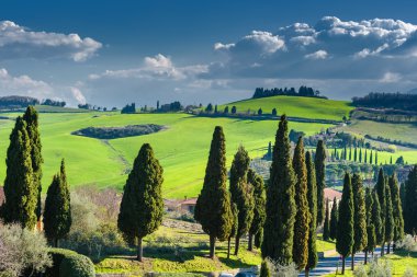 Tuscan kırsal tarifsiz panoramik manzaralı.