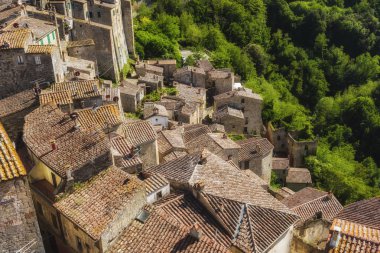 Ortaçağ çatılar, havadan görünümü ile kentsel köşeleri
