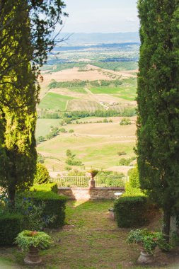 View from the garden to the fields of Tuscany, Italy clipart