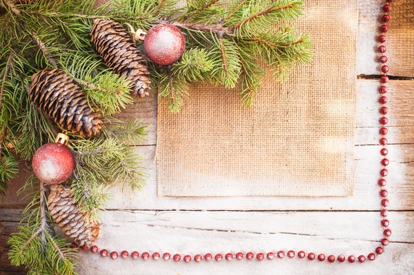 Christmas background on a wooden rustic old table