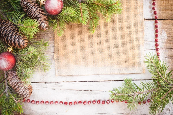 Weihnachten Hintergrund auf einem rustikalen Holztisch — Stockfoto