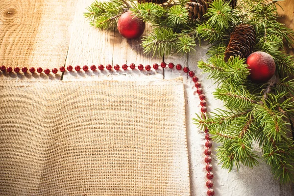 Christmas background on a wooden rustic old table — Stock Photo, Image