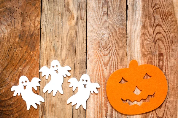 Halloween background on a wooden table — Stock Photo, Image