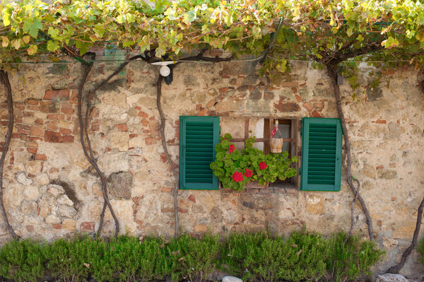 Windows and doors in the Tuscan town