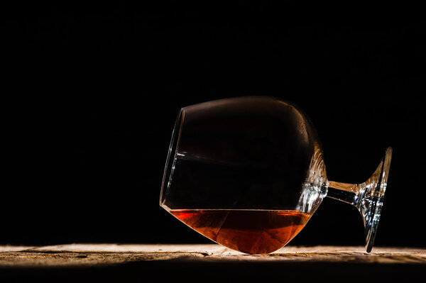 Alcohol in large round glass, Whisky, Brandy, Cognac