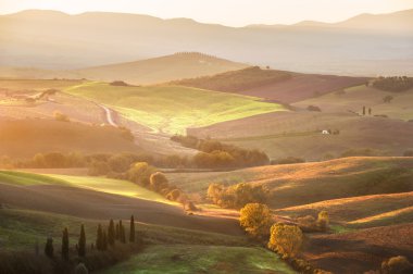 San Quirico d 'Orcia civarındaki güzel Toskana kırsalında, Ita