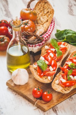 İtalyan marş, bruschetta Sicilya kırmızı taze domates ve m ile