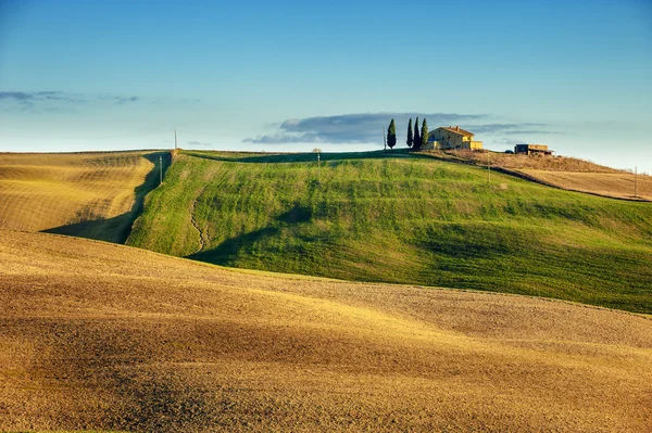 Wunderschöne toskanische Felder und Landschaft — Stockfoto