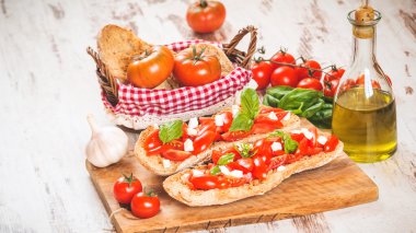 İtalyan marş, bruschetta Sicilya kırmızı taze domates ve m ile