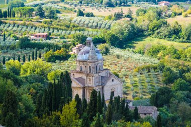 Montepulciano, İtalya duvarlarından görülen Tuscany