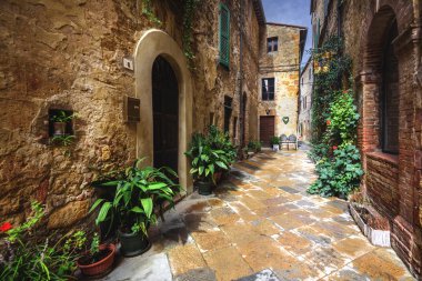 Beautiful nooks and crannies of the medieval Italian village in clipart