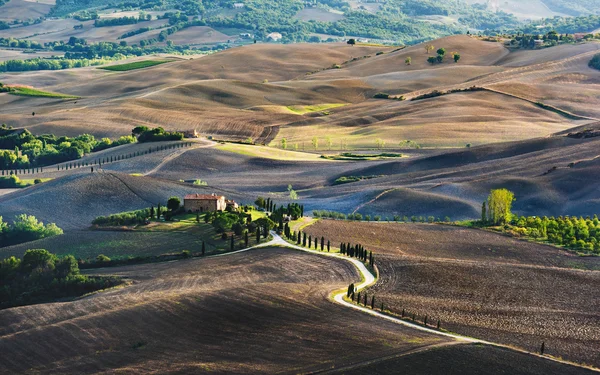 Panoramic view of the fields and valleys in Italy. — Stock Photo, Image