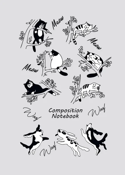 Cuaderno Composición Cuaderno Universitario Cuaderno Escolar Para Niñas Niños Diseño — Archivo Imágenes Vectoriales