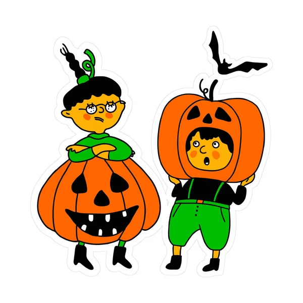 Halloween Des Enfants Costumes Halloween Les Enfants Halloween Enfants Costumes — Image vectorielle