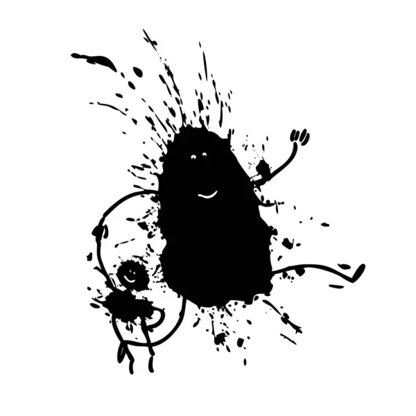 Schwarzer Tintenklecks Auf Einem Isolierten Hintergrund Schwarze Tinte Spritzt Grunge — Stockvektor