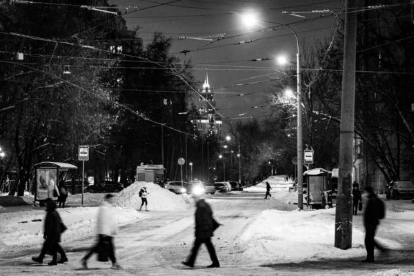 View Triumph Palace Residential Complex Tram Line Park Voykovskaya Metro — Stock Photo, Image