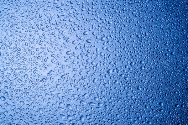 Gotas Água Vidro Fundo Azul3 — Fotografia de Stock