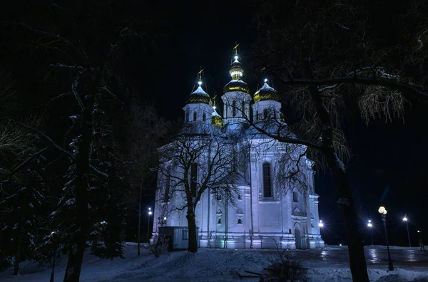 Church Beautiful Illumination Night Chernigov1 — стоковое фото