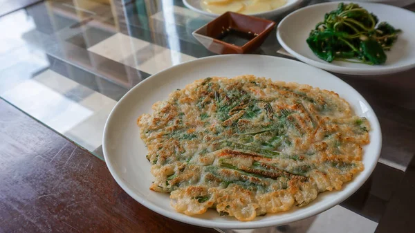 Pajeon Panqueque Salado Coreano Hecho Masa Con Cebolla — Foto de Stock